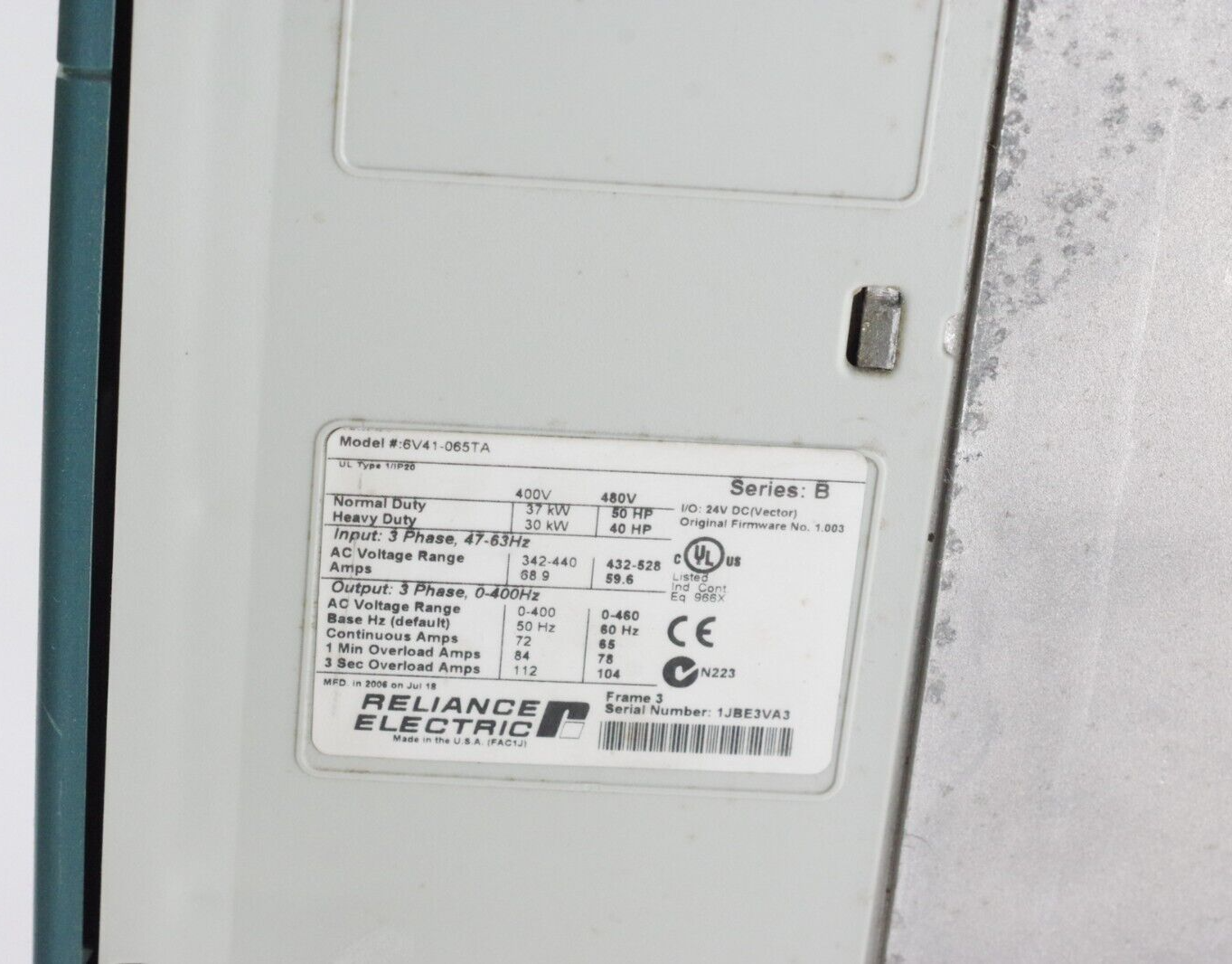 Reliance Electric 6V41-065TA Series B GV 6000 AC Drive 3-Phase 400/480V 50hp