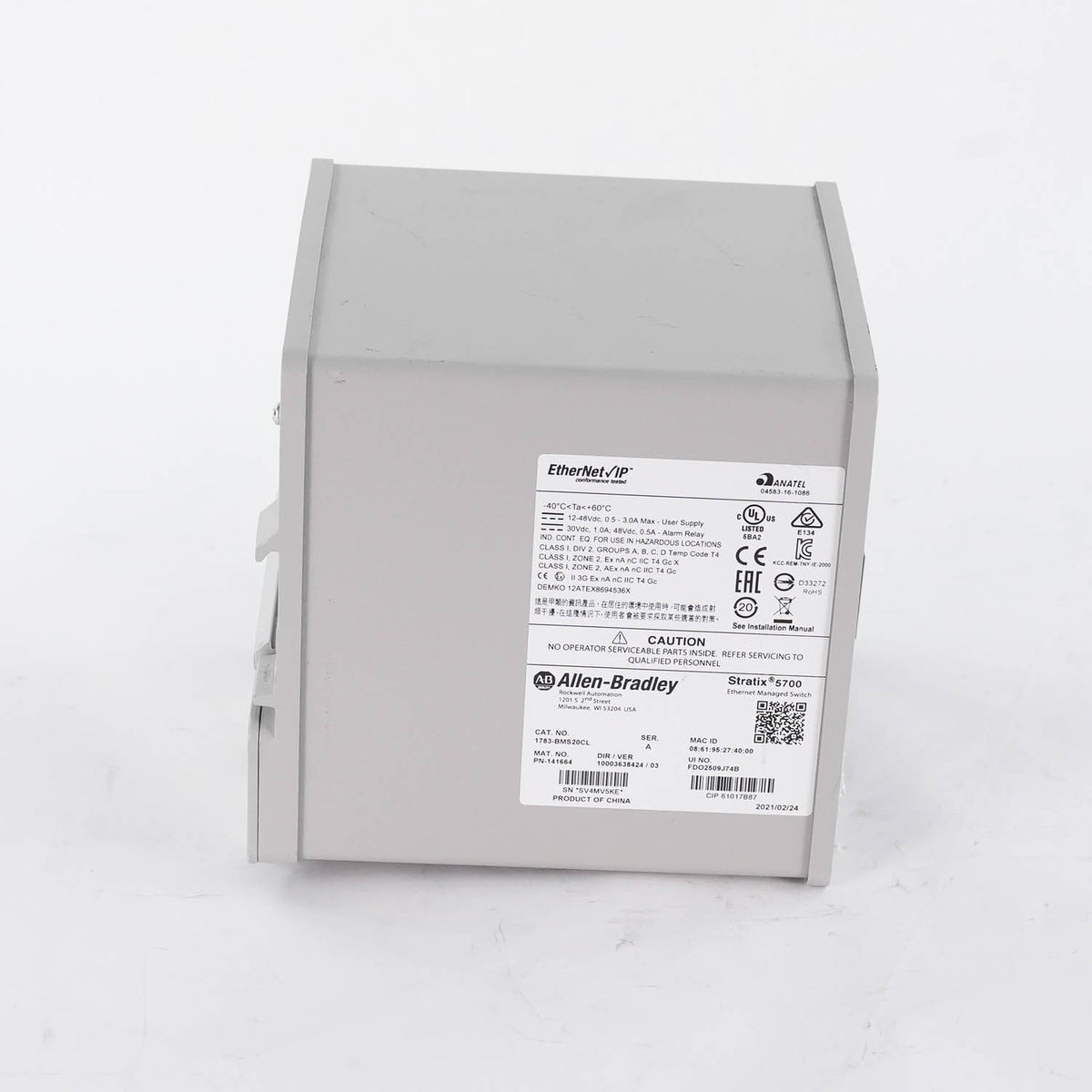 Allen Bradley 1783-BMS20CL Ser A Stratix 5700 Managed Switch 20 Port 1783BMS20CL