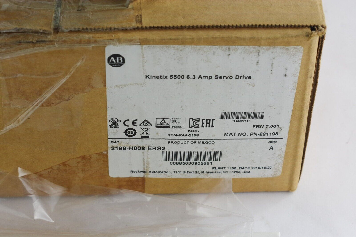 Allen Bradley 2198-H008-ERS2 Ser A Kinetix 5500 6.3 Amp Servo Drive - Open Box