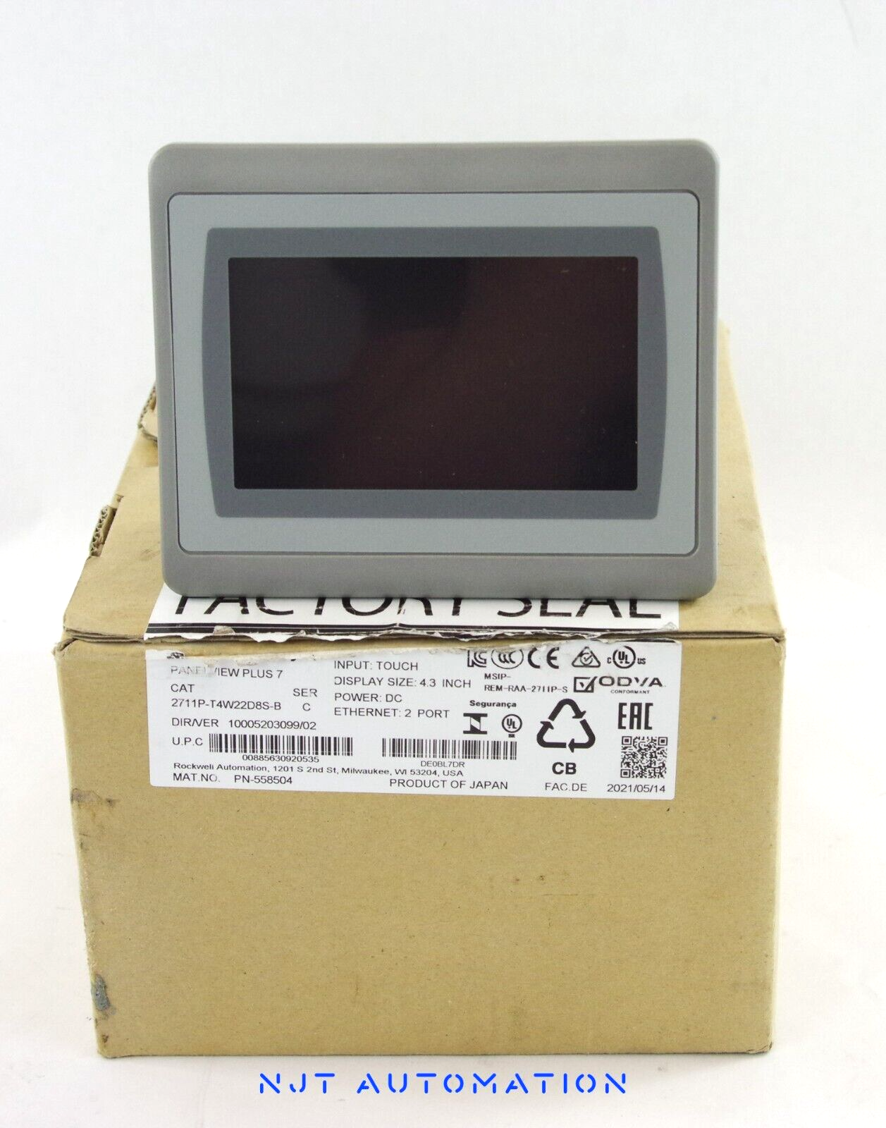 2021 ALLEN BRADLEY 2711P-T4W22D8S-B Ser C PANELVIEW PLUS 7 4.3'' - Open Box