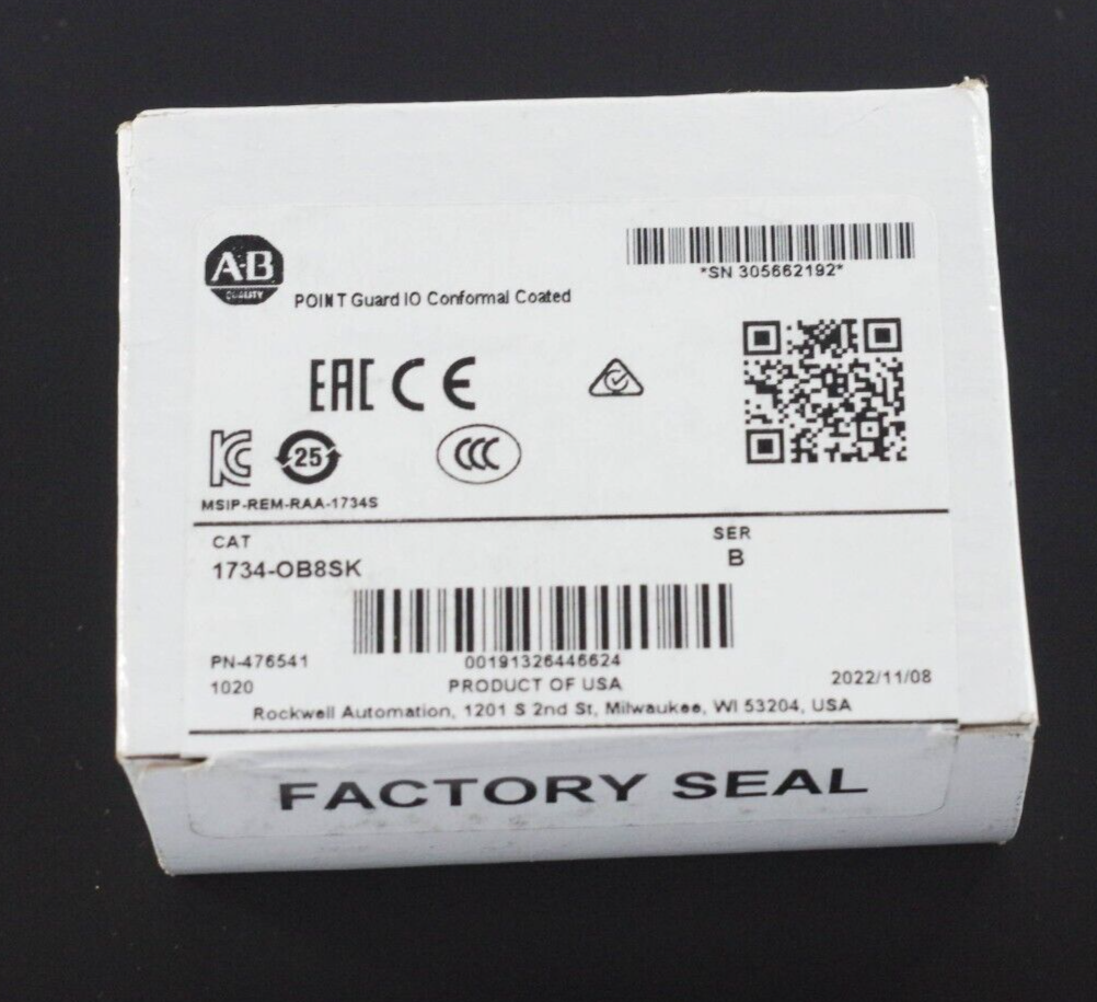 2022 Allen Bradley 1734-OB8SK Ser B POINT IO SAFETY Output Module Sealed Surplus