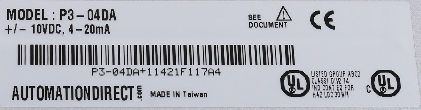 AutomationDirect Productivity3000 P3-04DA Analog Output Module P304DA
