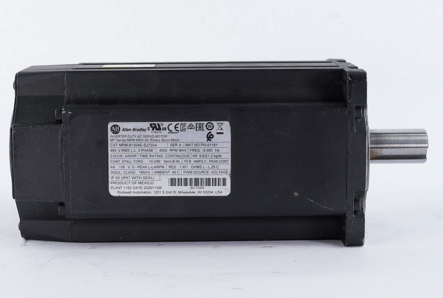 Allen Bradley MPM-B1304E-SJ72AA /A AC Rotary Servo Motor 480V 4000RPM  (Video)