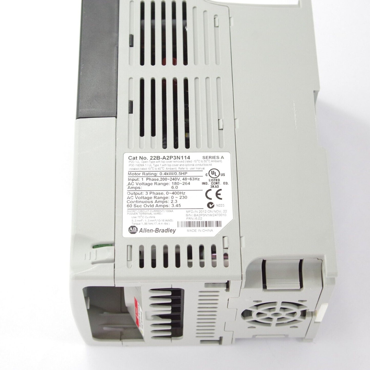 Allen-Bradley Powerflex 22B-A2P3N114 Ser A