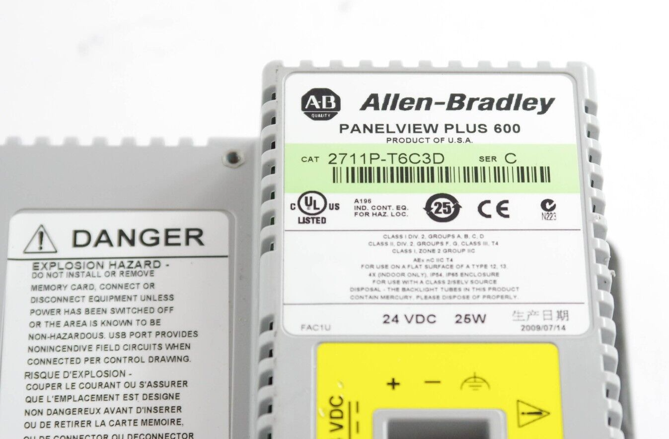 Allen Bradley 2711P-T6C3D / 2711PT6C3D Ser C PanelView Plus 600 24VDC 25W