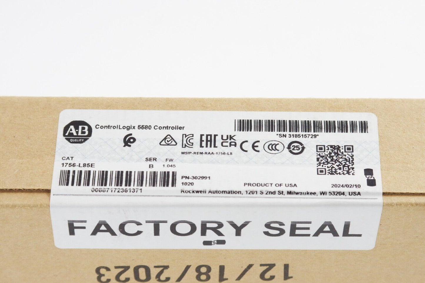 2024 Allen Bradley 1756-L85E Ser B ControlLogix 5580 Controller - Sealed Surplus