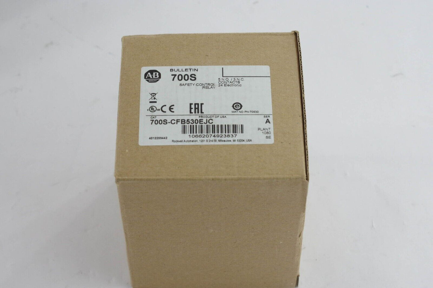 Allen Bradley 700S-CFB530EJC Ser A Safety Industrial Relay, 24V DC - New Surplus