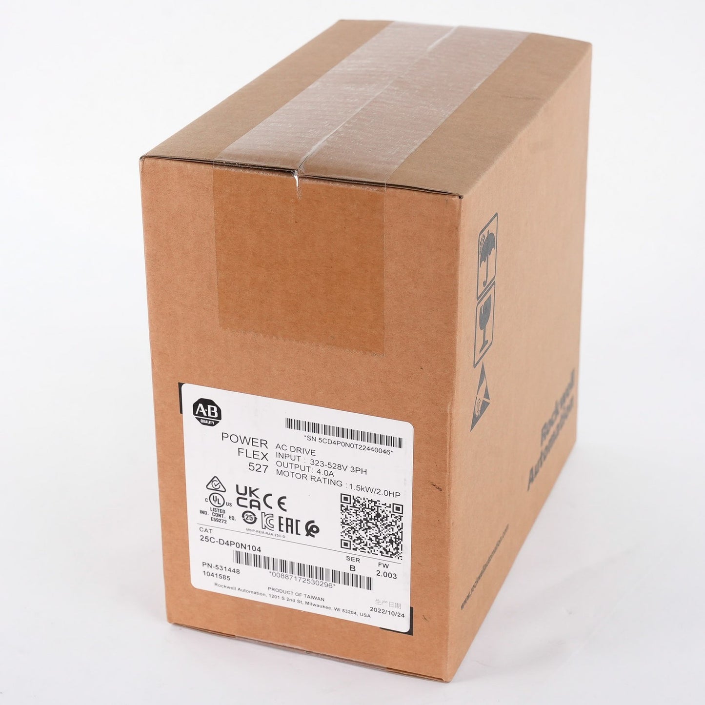 Allen Bradley 25C-D4P0N104 PowerFlex 527 AC Drive 480V 3PH 2HP 1.5kW 4A