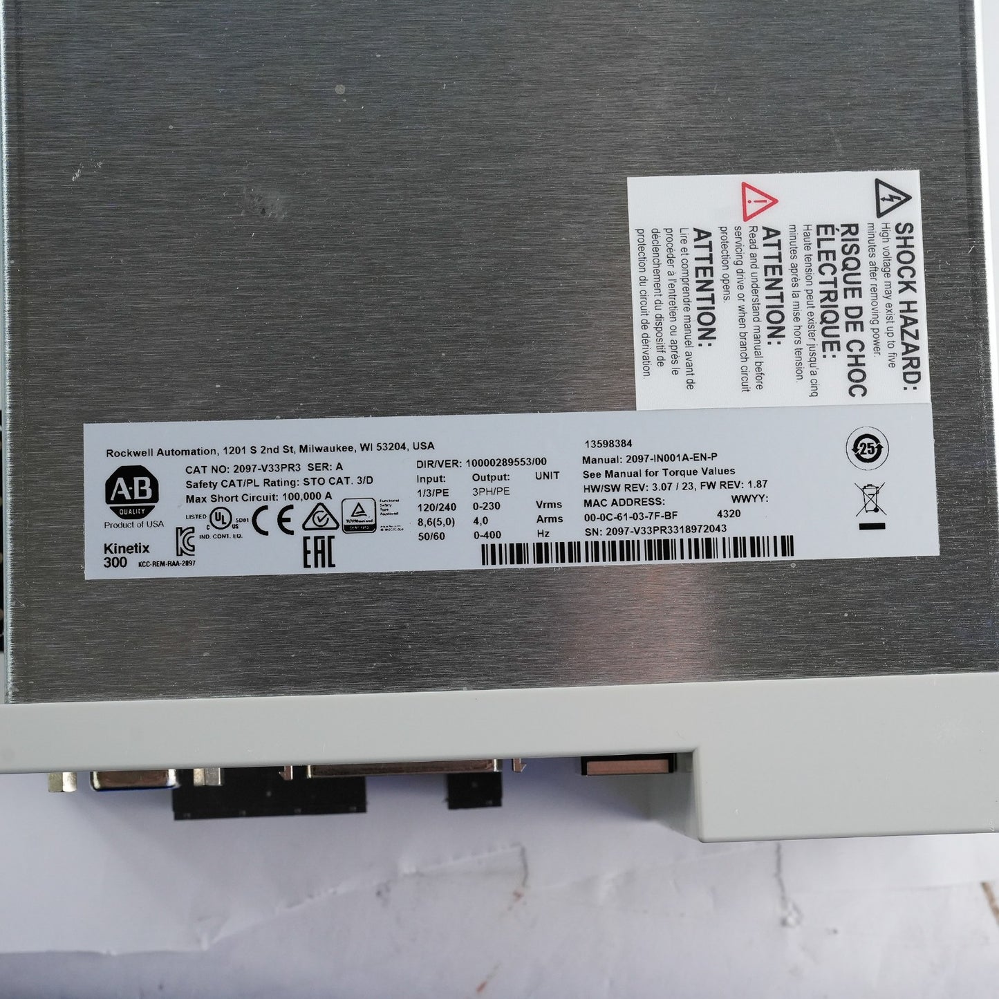 Allen Bradley 2097-V33PR3 /A Kinetix 300 Servo Drive - Without Original Box