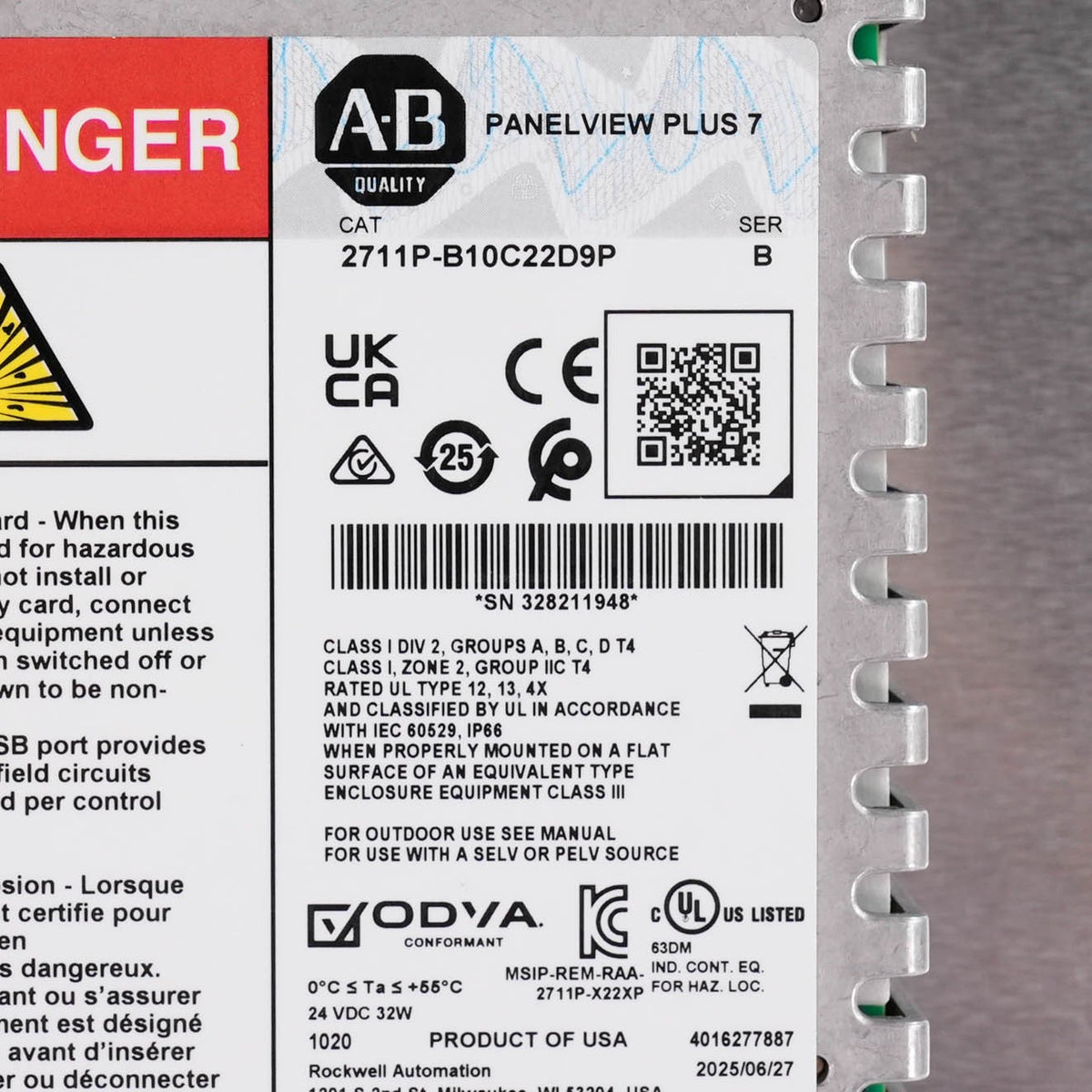 Allen Bradley 2711P-B10C22D9P /B PanelView Plus 7 HMI 10.4in 24V - Without Box