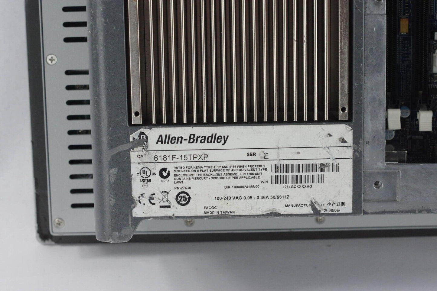 Allen Bradley 6181F-15TPXP Ser E VersaView 1500P Computer 15" For Parts / Repair