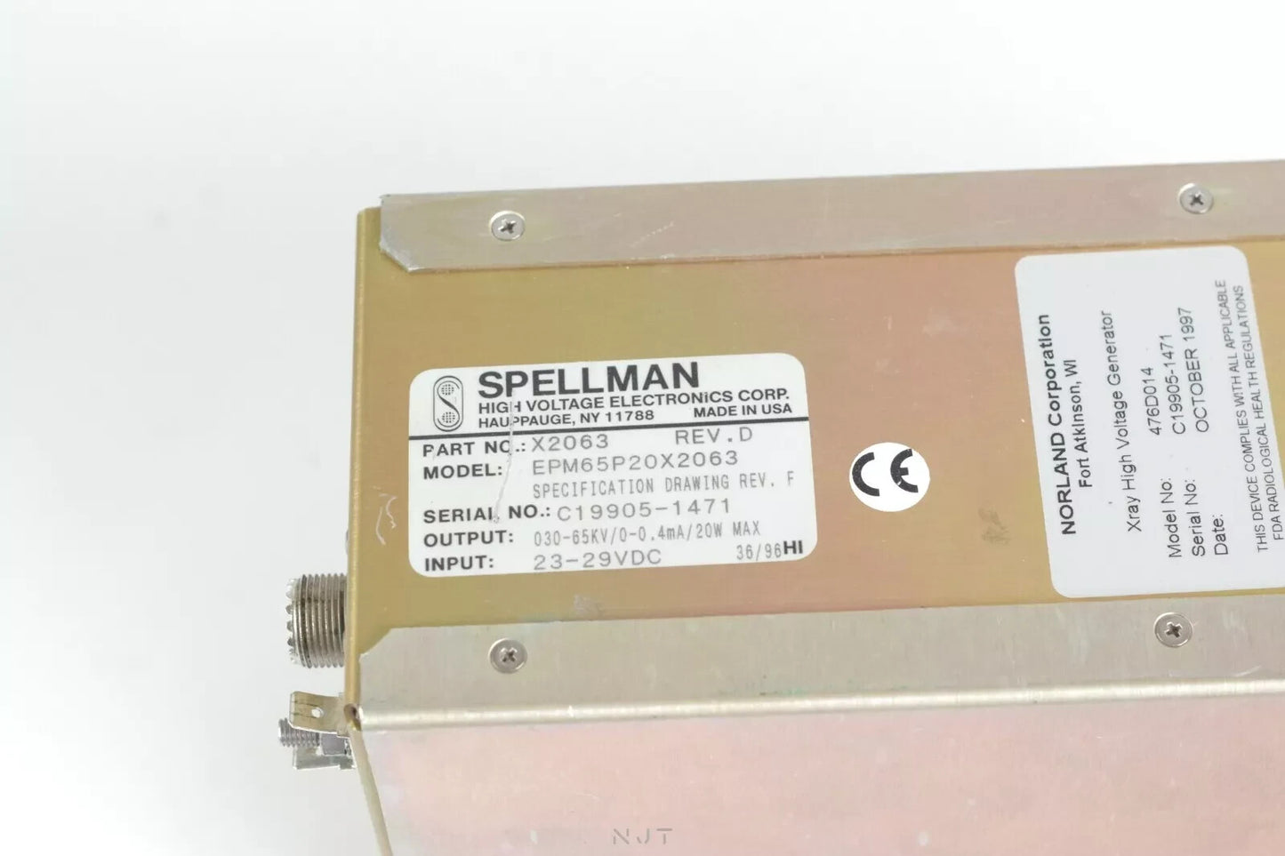 Spellman High Voltage 20W Power Supply X2063 REV.D EMP65P20X2063