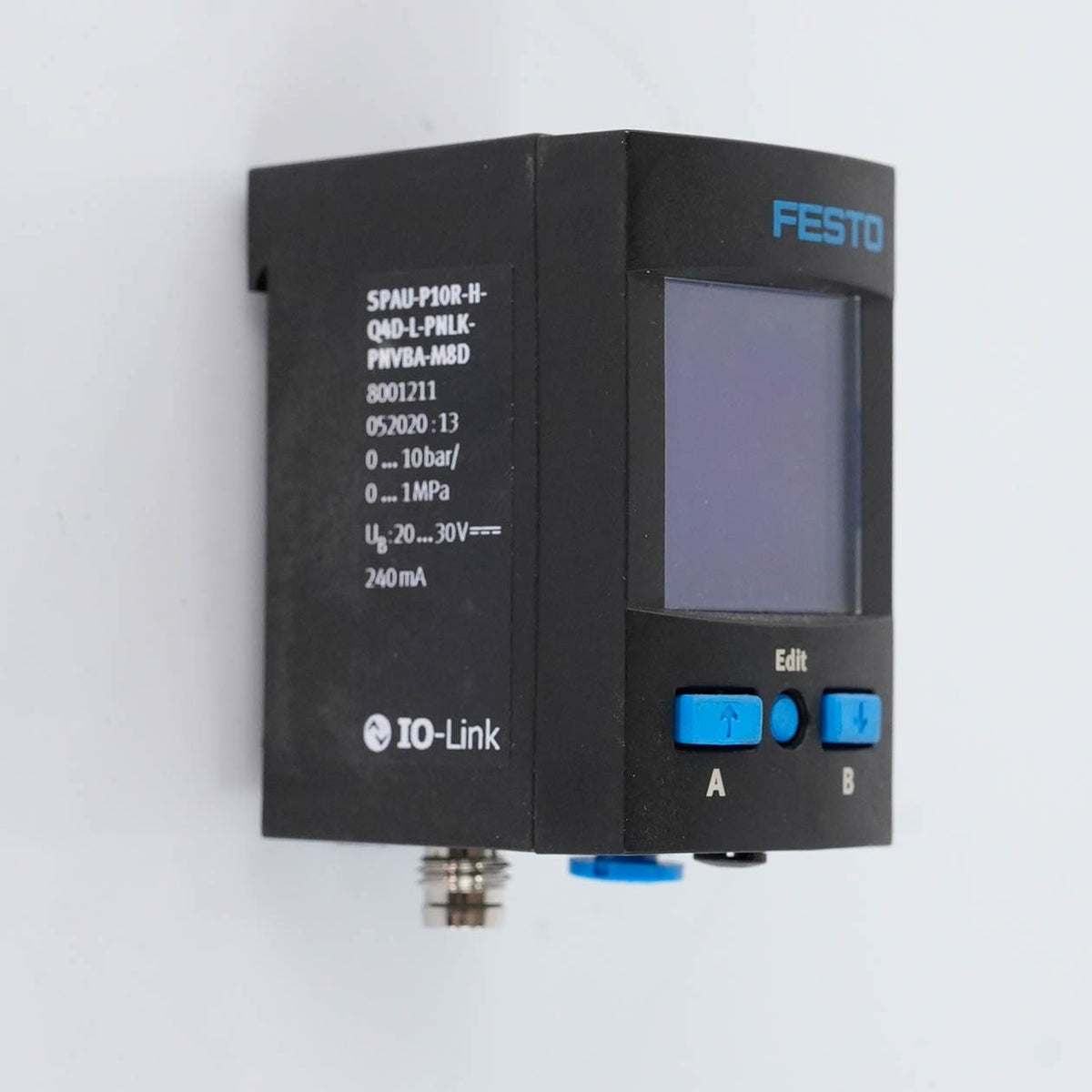 Festo SPAU-P10R-H-Q4D-L-PNLK-PNVBA-M8D Pressure Sensor IO-Link 0 to 10 bar M8 4