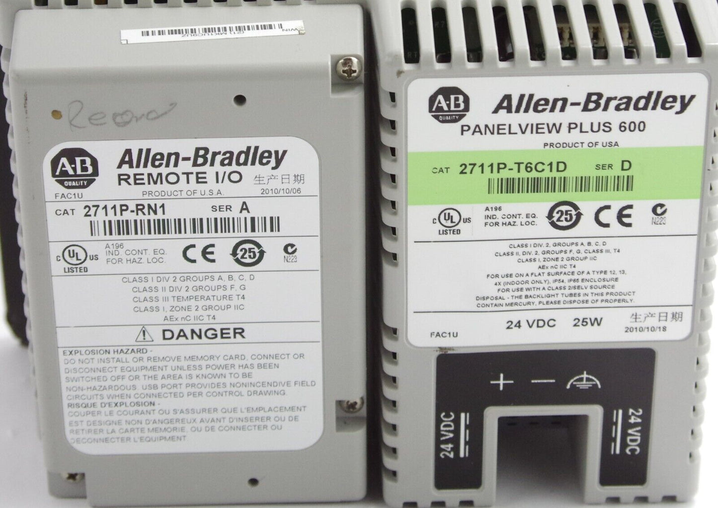 Allen Bradley 2711P-T6C1D Ser D PanelView Plus 600 + 2711P-RN1