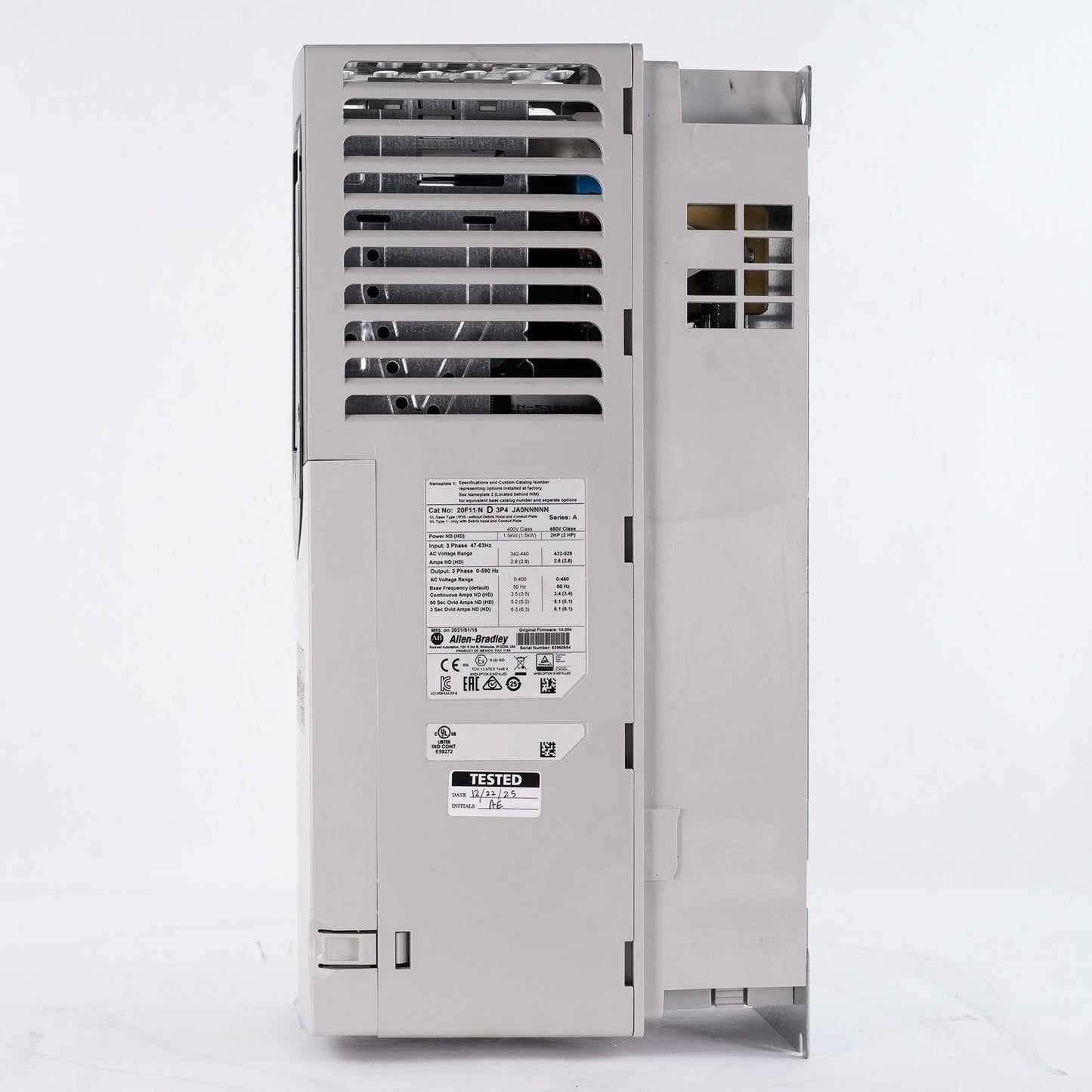 Allen Bradley 20F11ND3P4JA0NNNNN /A PowerFlex 753 AC Drive 480V 2HP 3-Phase