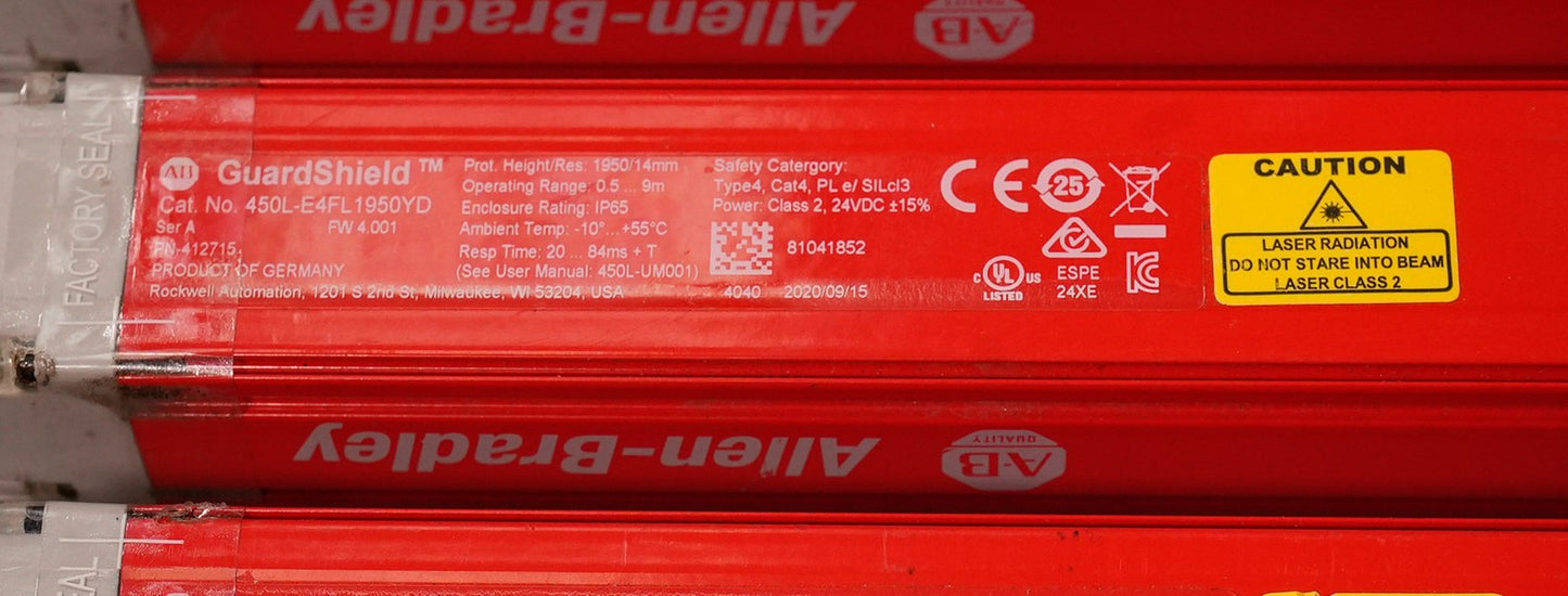 Allen Bradley 450L-E4FL1950YD GuardShield Safety Light Curtain 450LE4FL1950YD