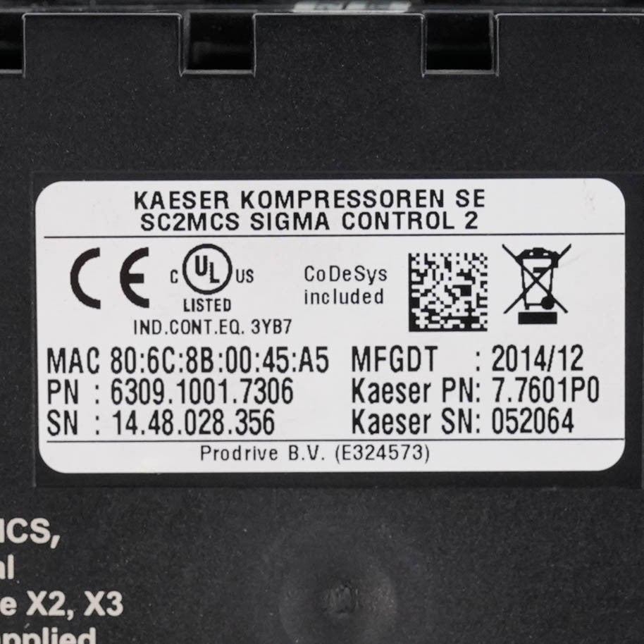 Kaeser 6309.1001.7306 Sigma Control 2 Controller PLC 630910017306 7.7601P0