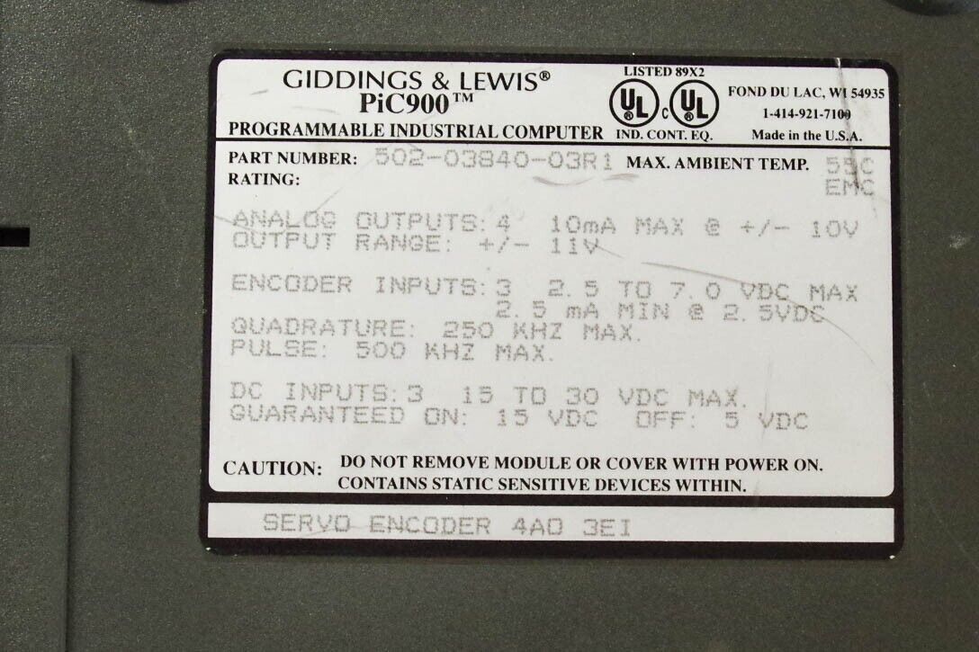 GIDDINGS LEWIS PIC900 502-03840-03R1 PIC 900 SERVO ENCODER MODULE