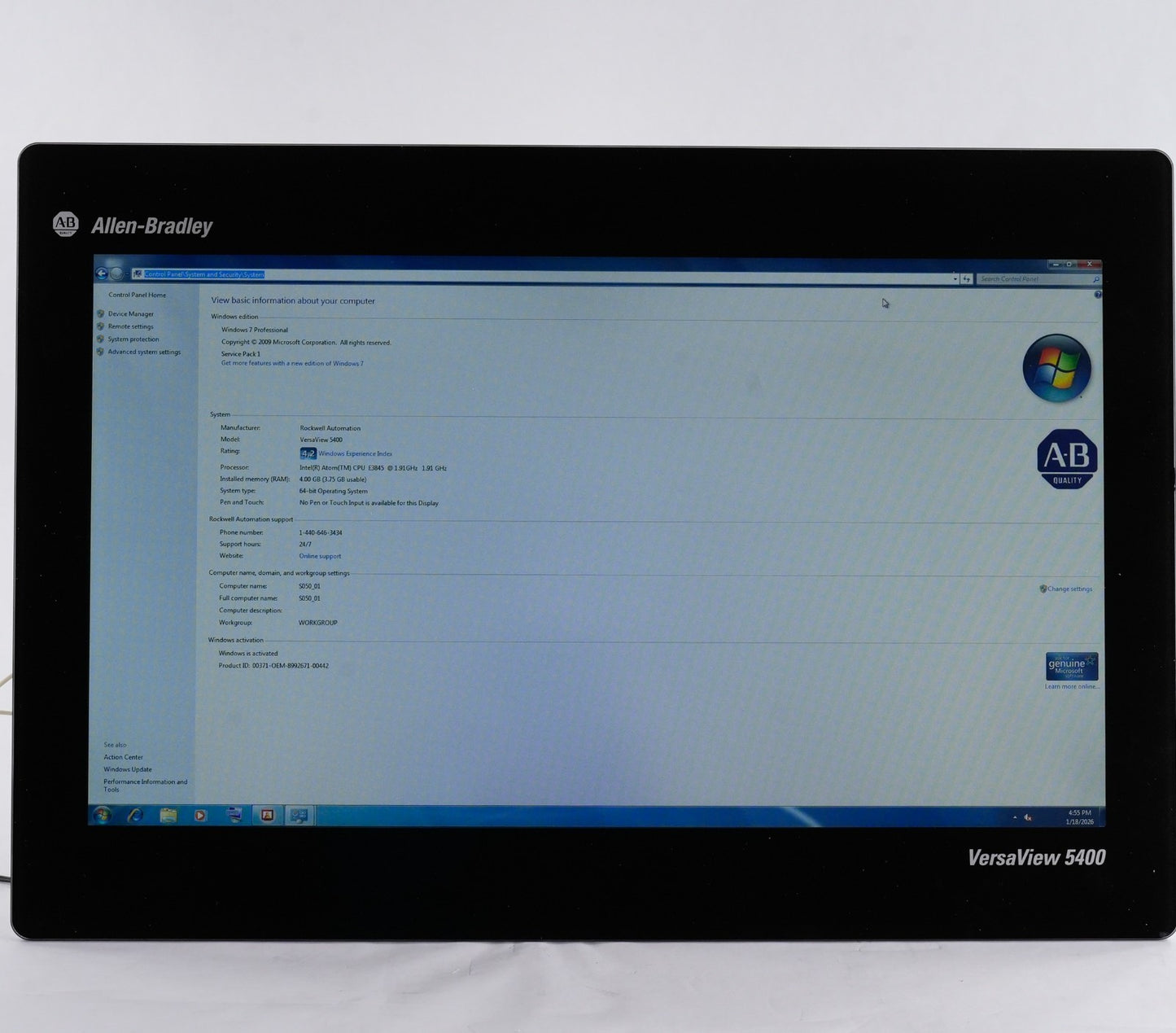 Allen Bradley 6200P-22WS3A1 /A VersaView 5400 Box Panel PC 21.5" 6200P22WS3A1