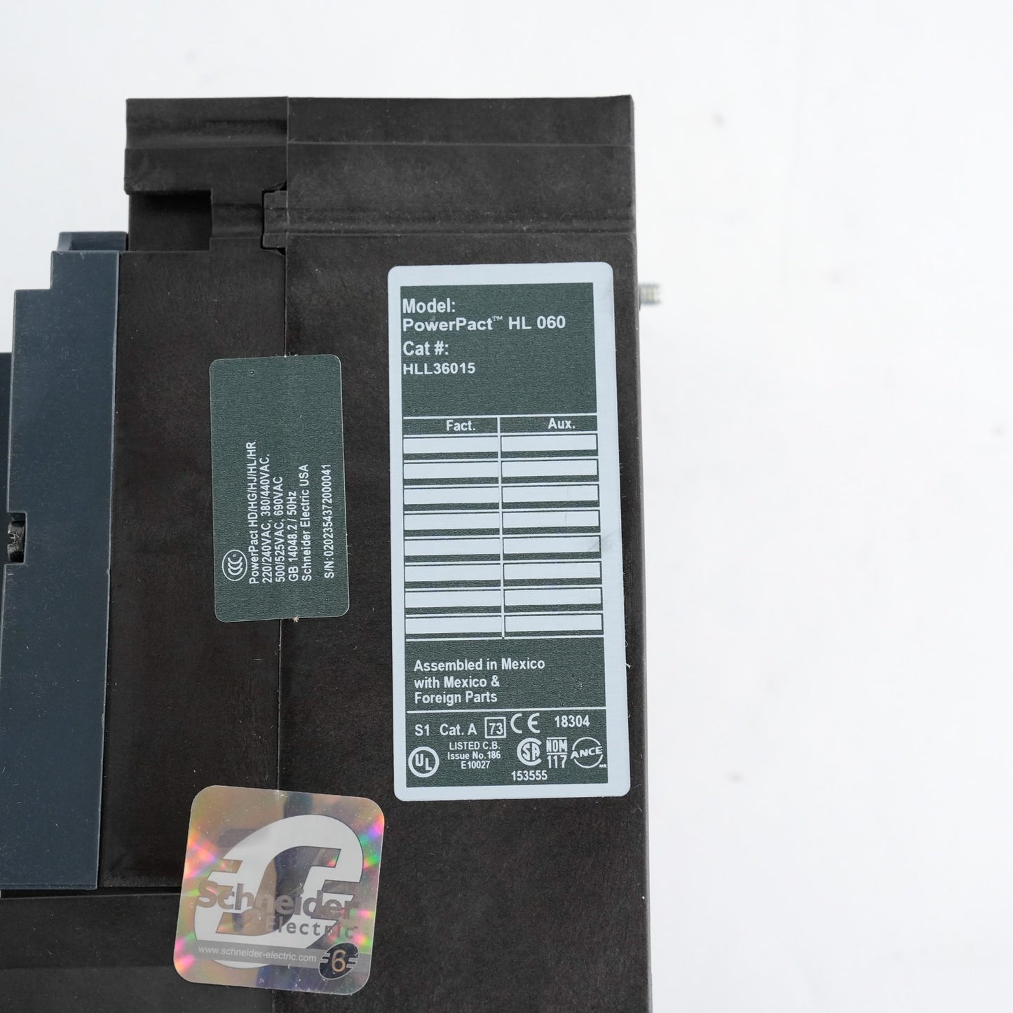 Square D PowerPact HL 060 HLL36015 3 Pole Circuit Breaker H Frame