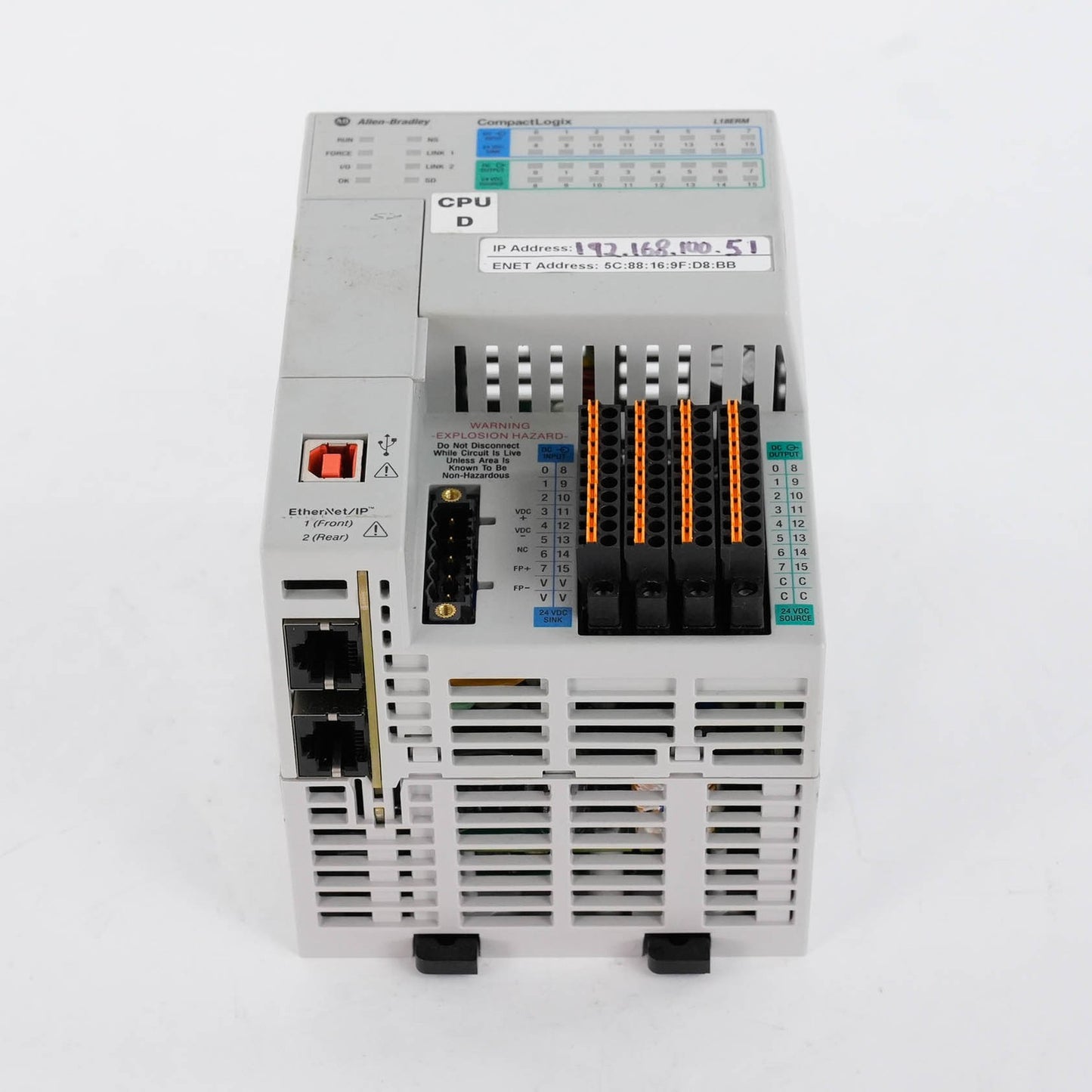 Allen Bradley 1769-L18ERM-BB1B Ser B CompactLogix 0.5MB (retake pictures)
