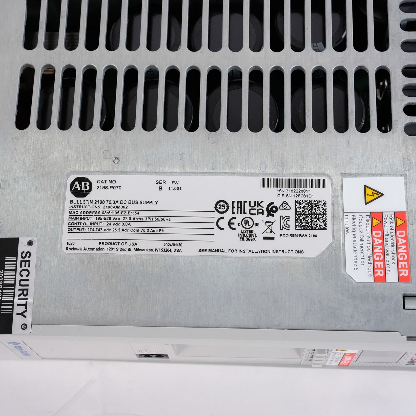 Allen Bradley 2198-P070 /B Kinetix 5700 DC Bus Power Supply - Without Box