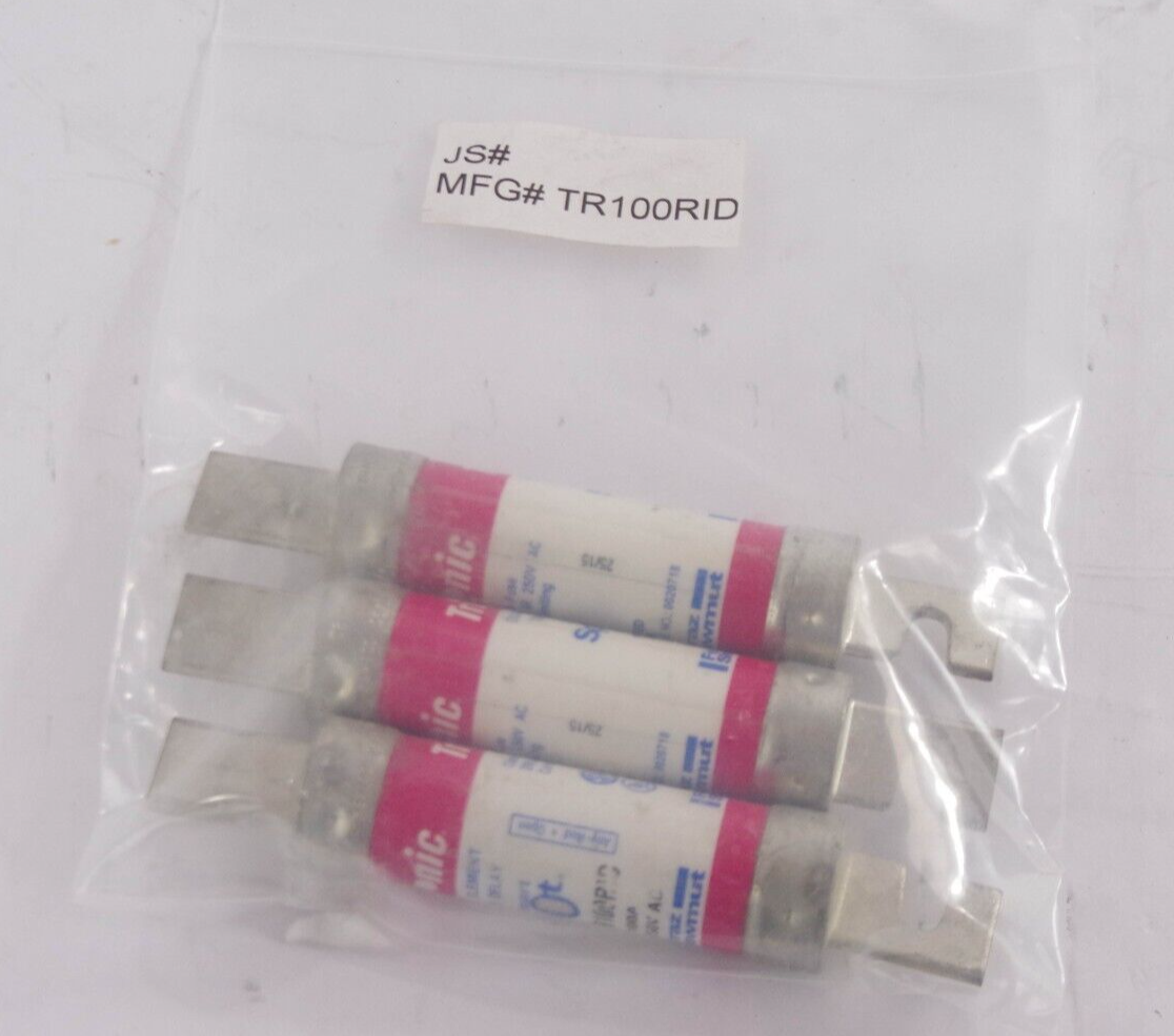 3x Ferraz Shawmut TR100RID Fuse Tri-ionic Class RK5 Dual Element Time Delay