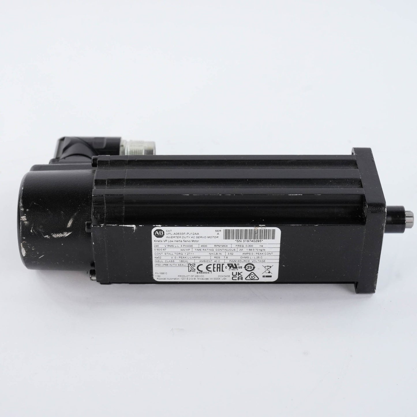 Allen Bradley VPL-A0633F-PJ12AA Ser A Kinetix VPL Servo Motor 100mm 1.1kW 230V