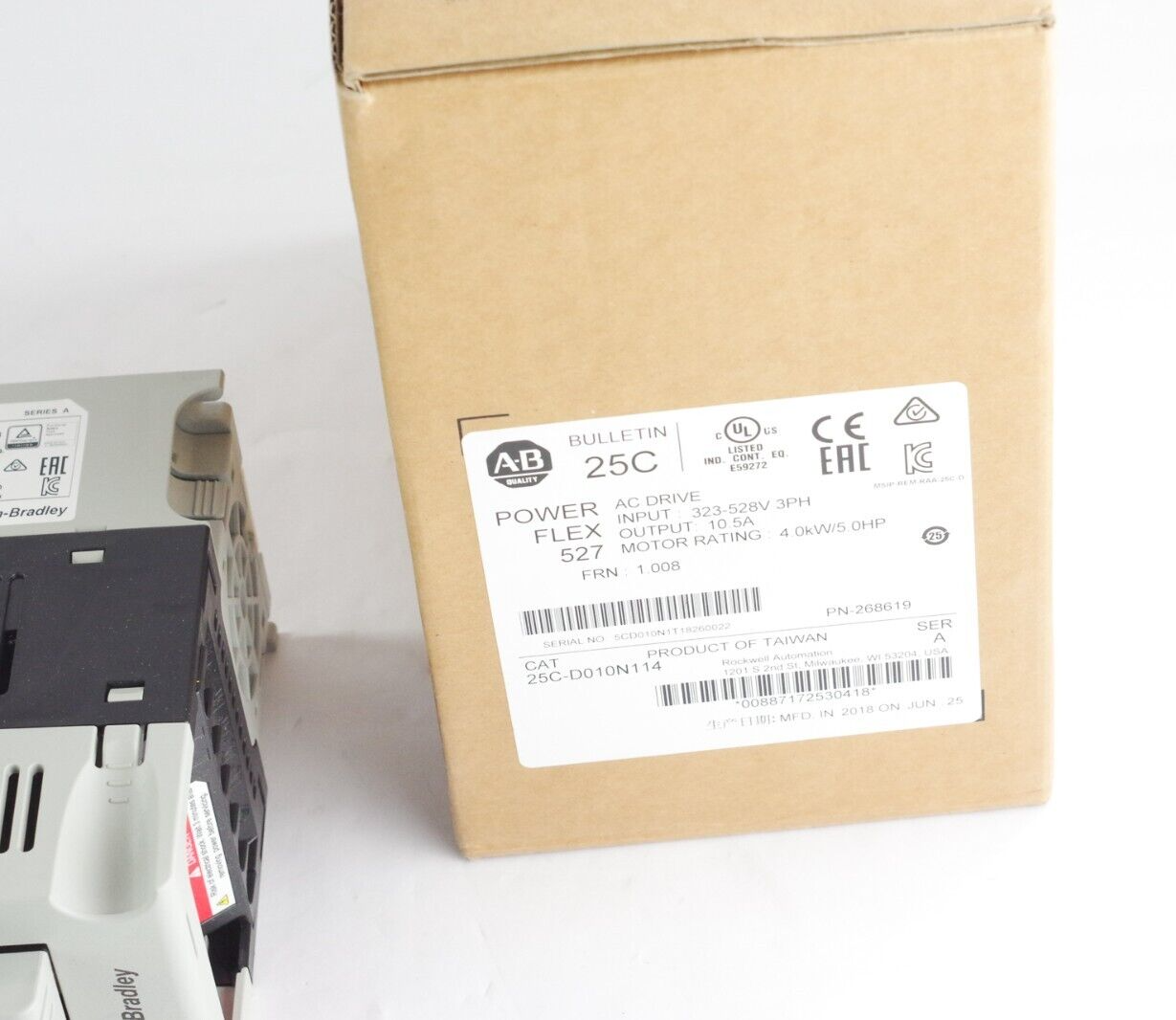 Allen Bradley 25C-D010N114 Ser A PowerFlex 527 AC Drive 480V 5hp - Open Box