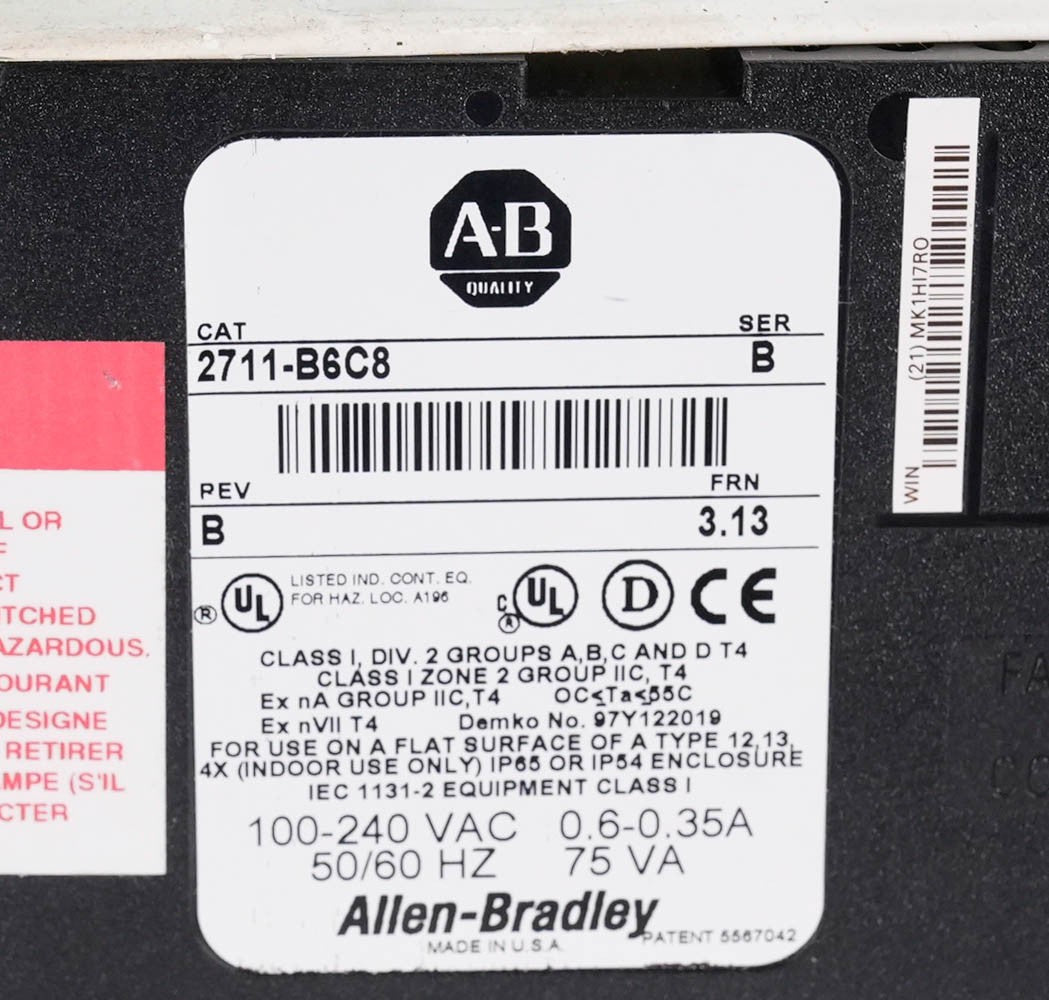Allen Bradley 2711-B6C8 Ser B PanelView 600 Color HMI Keypad Touch DH+ 2711B6C8