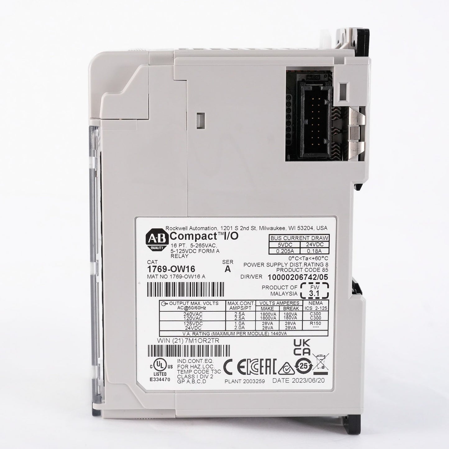 Allen Bradley 1769-OW16 /A CompactLogix 16-Pt Relay Output Module - Open Box
