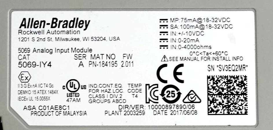 Allen Bradley 5069-IY4 /A Compact 5000 Universal Analog Input Module