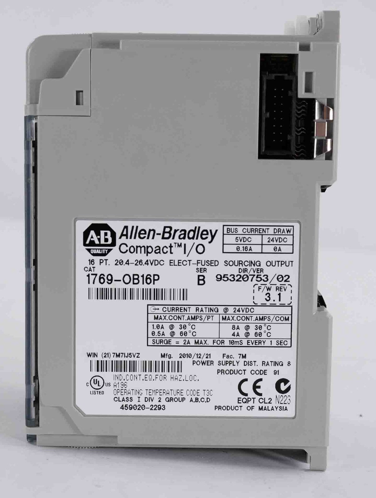 Allen Bradley 1769-OB16P /B CompactLogix 16-Pt 24VDC Output Module 1769OB16P