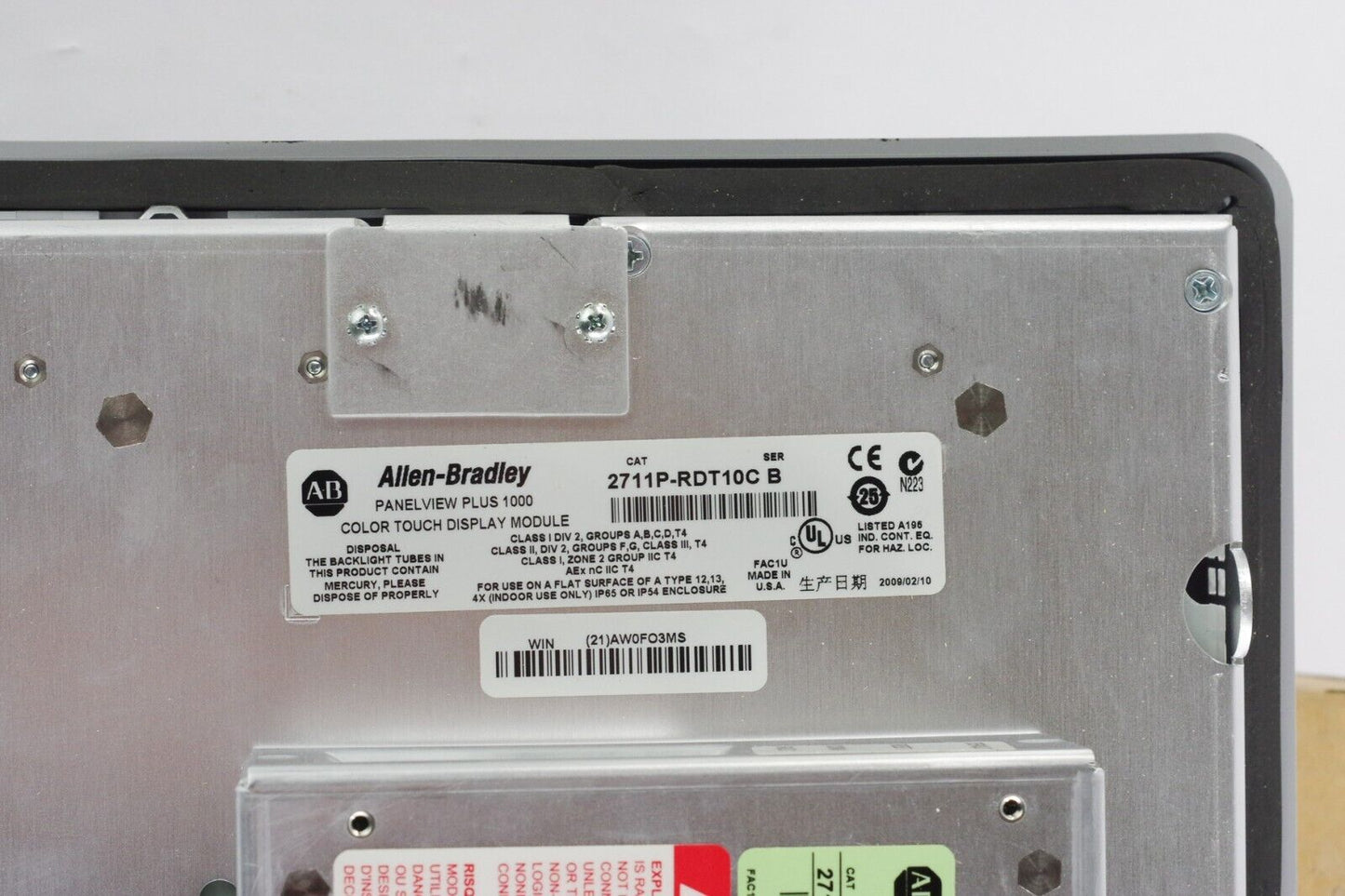 Allen Bradley 2711P-T10C4D1 Ser A Panelview Plus 1000 / 2711P-RP1 SER G Logic M