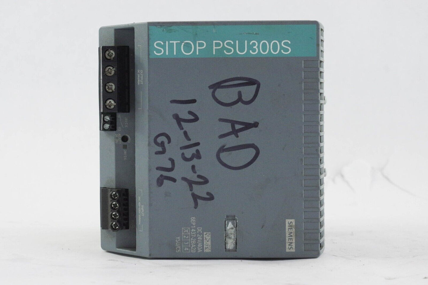 Siemens 6EP1437-2BA20 6EP1 437-2BA20 SITOP PCU300S Power Supply - For Parts / Re