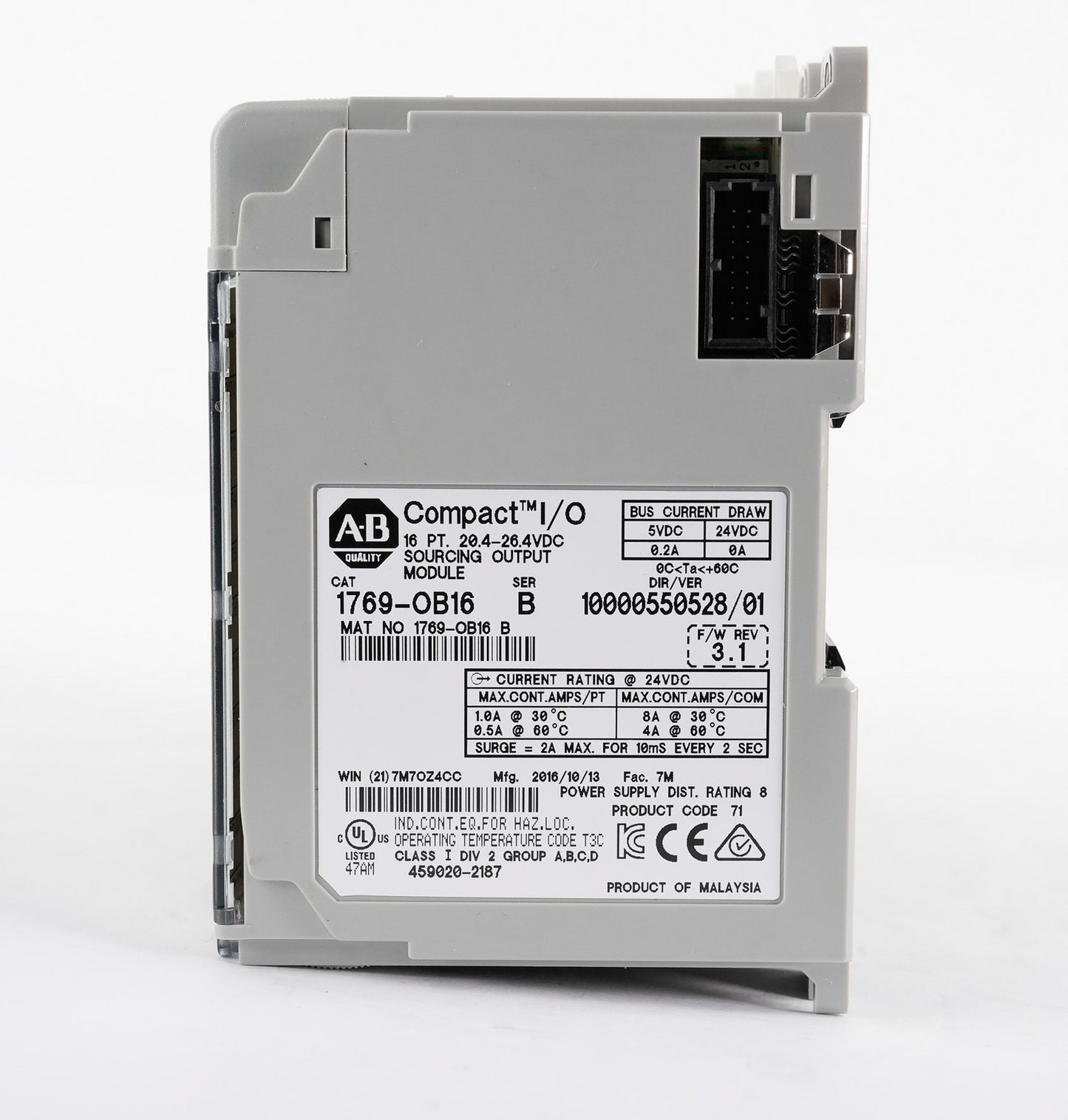 Allen Bradley 1769-OB16 /B CompactLogix 16-Point Sourcing Output Module 1769OB16