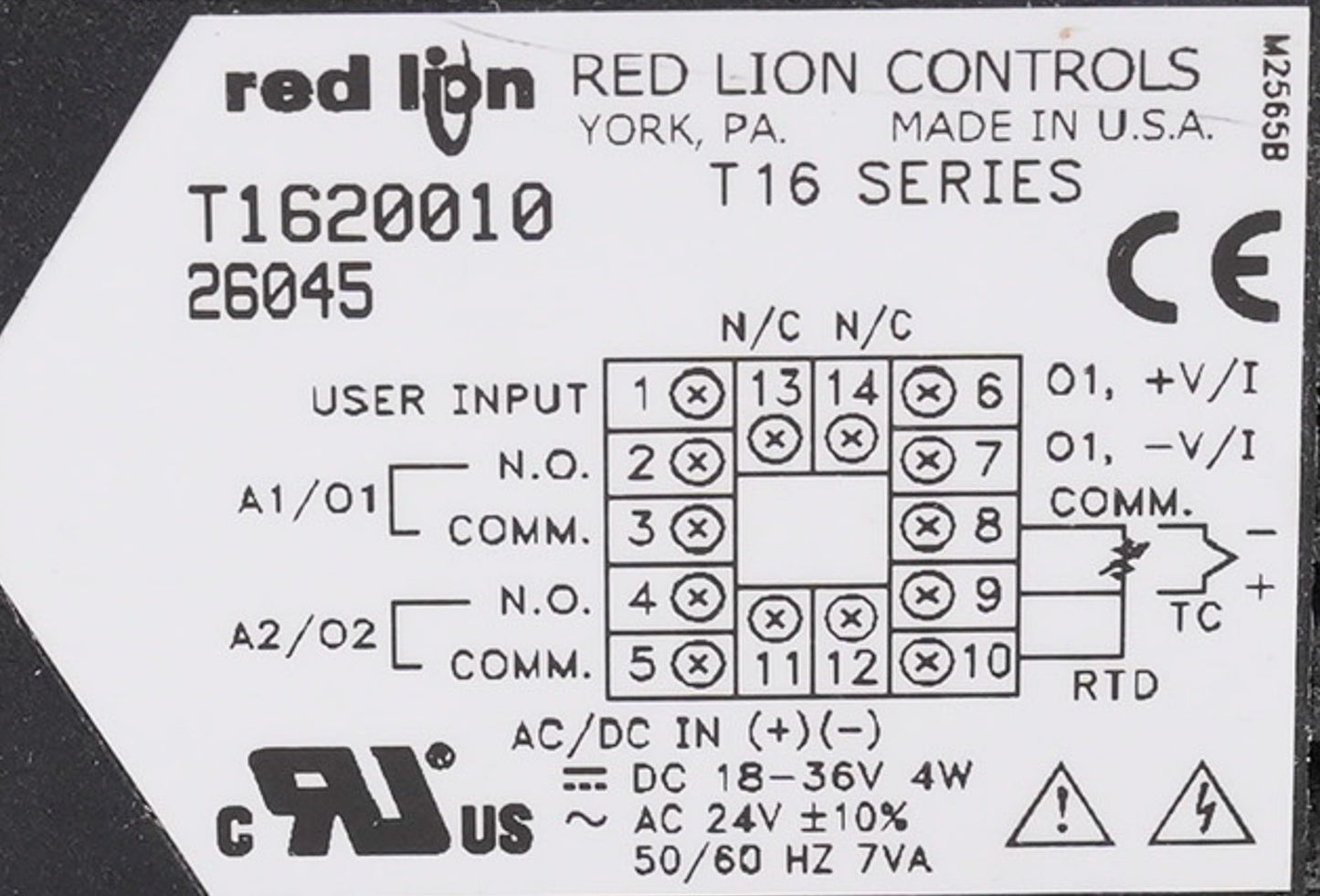Red Lion Controls T1620010 Temperature Controller T16 Series 18-36V 4W 50/60Hz