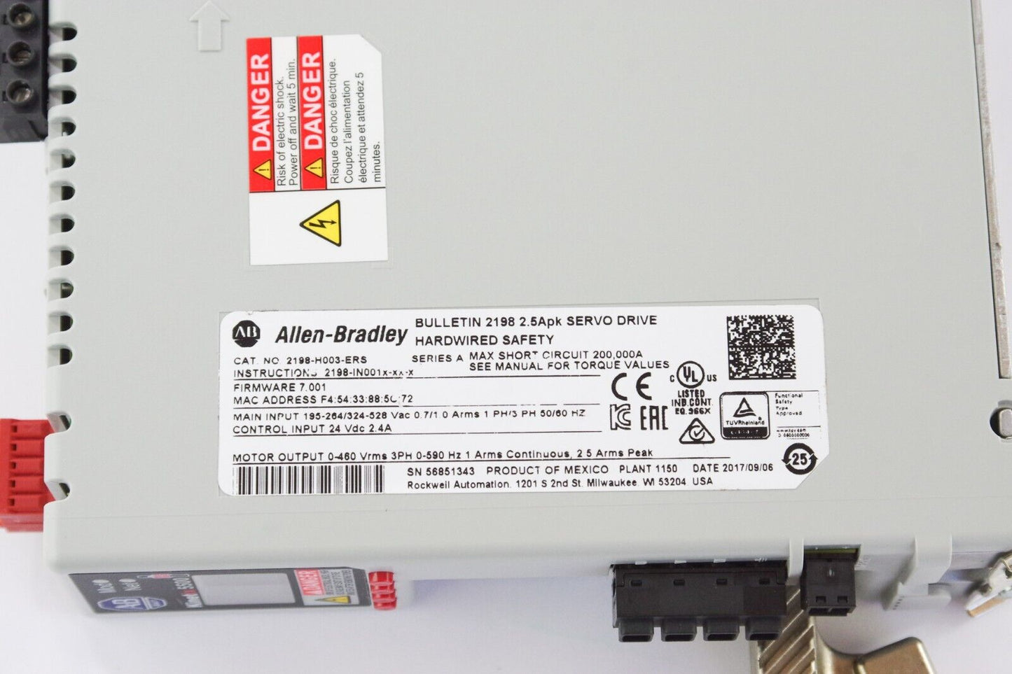 ALLEN BRADLEY 2198-H003-ERS /A Bulletin 2198 2.5A Servo Drive - New Without Box