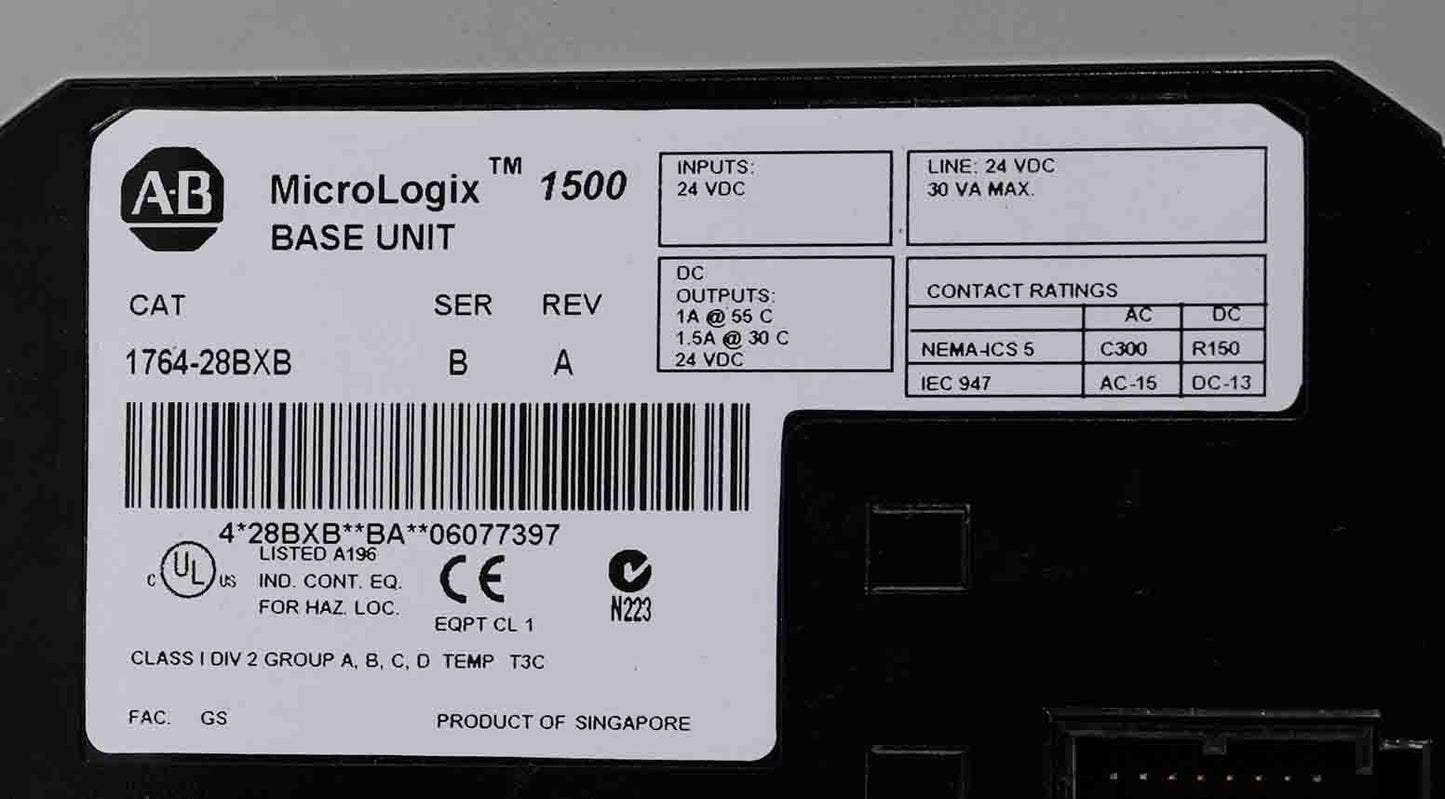 Allen Bradley 1764-28BXB /B MicroLogix 1500 Controller Base Unit 176428BXB
