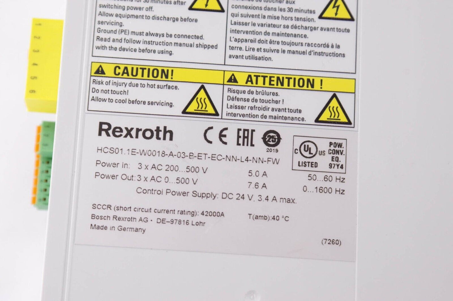 REXROTH IndraDrive Cs HCS01.1E-W0018-A-03-B-ET-EC-NN-L4-NN-FW Servo Drive