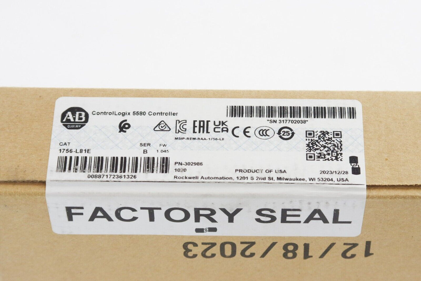 2023 Allen-Bradley 1756-L81E /B ControlLogix Processor - Sealed Surplus