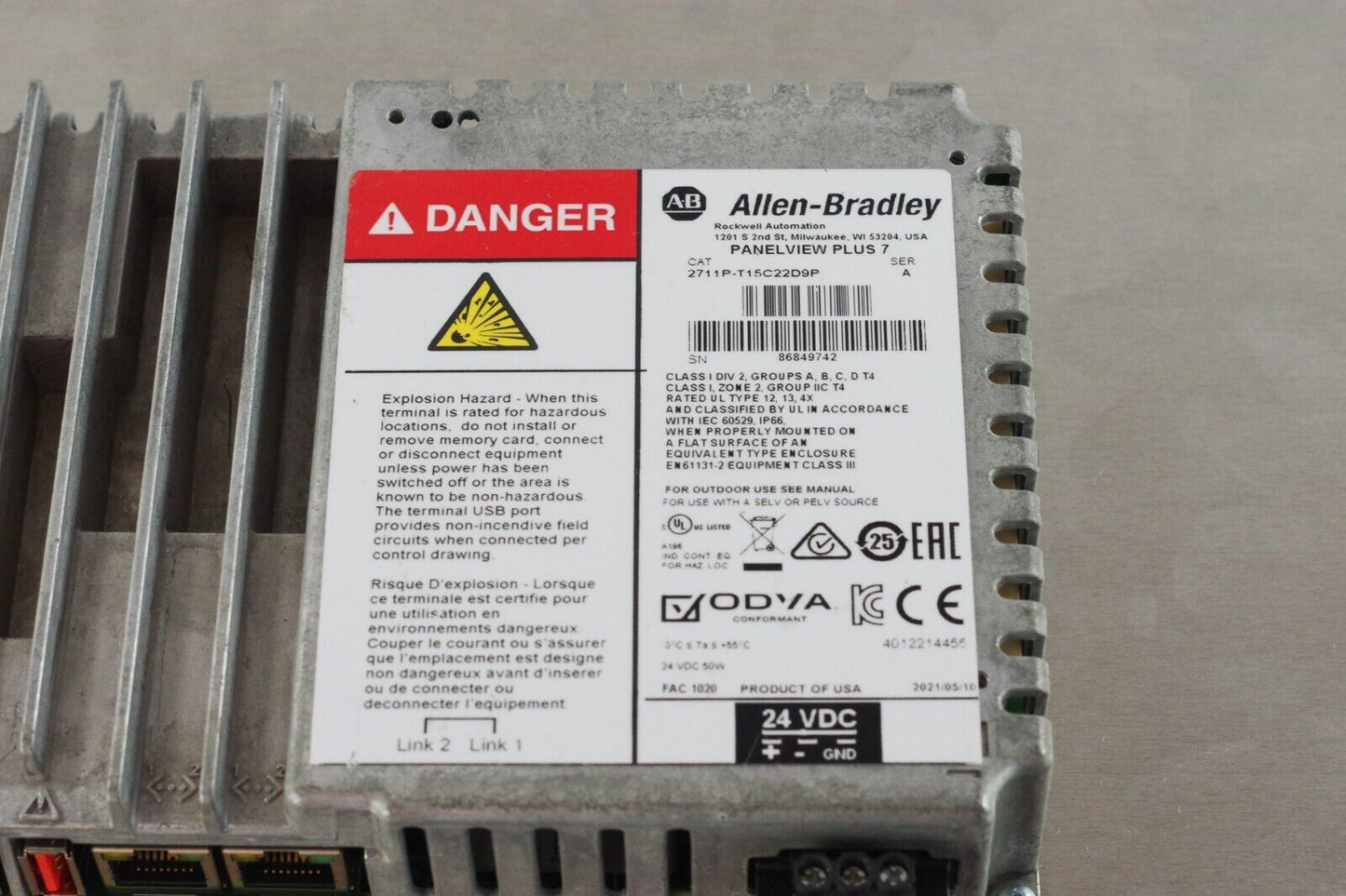 Allen Bradley 2711P-T15C22D9P Ser A Panelview Plus 7 Interface - 0 Runtime + Box