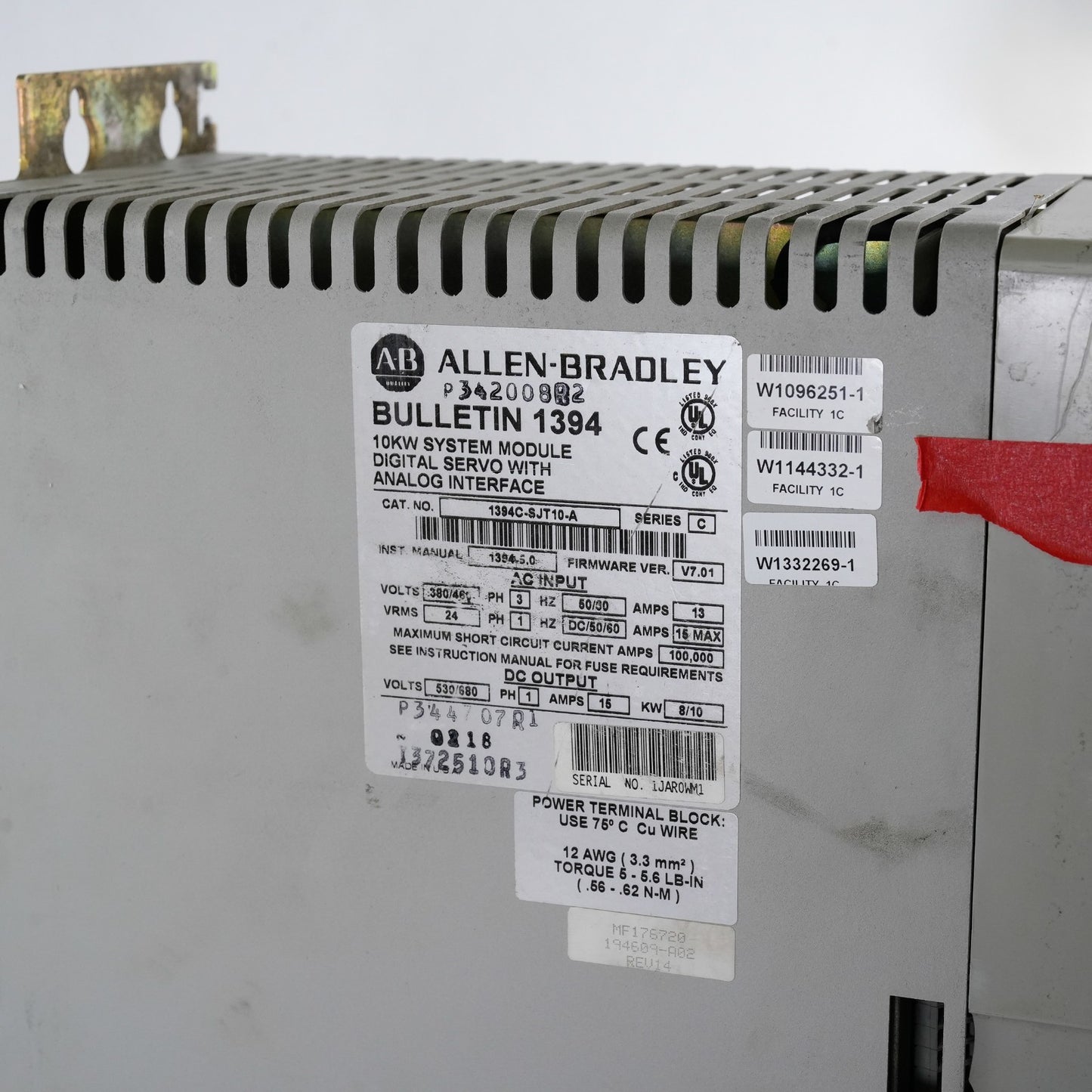 Allen Bradley 1394C-SJT10-A /C Digital Servo Controller - For Parts