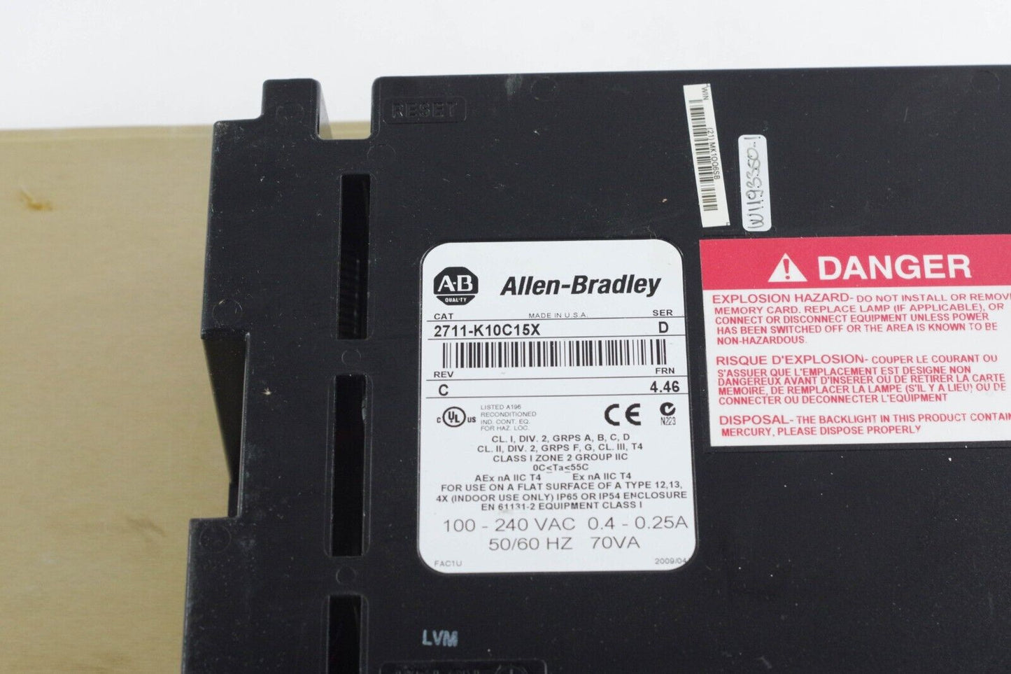 ALLEN BRADLEY PANELVIEW 1000 2711-K10C15 / 2711-K10C15X /D Ser D - Upgraded LCD