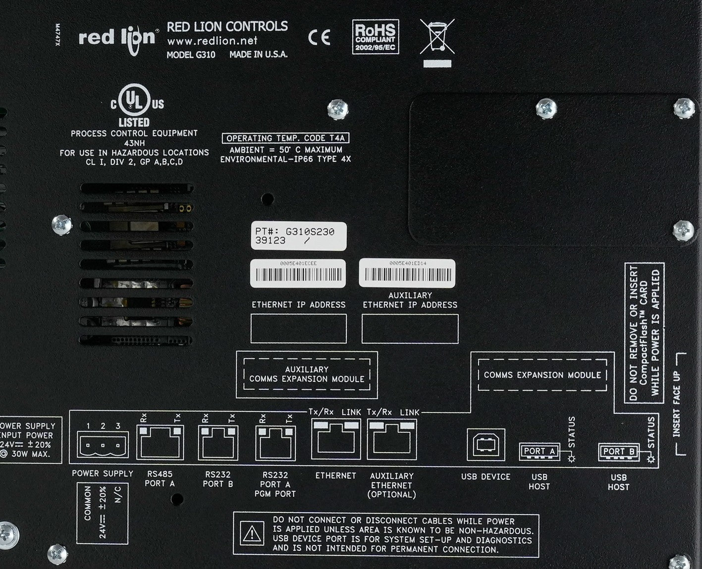 Red Lion Controls G310S230 Model G310 Operator Interface Terminal Panel