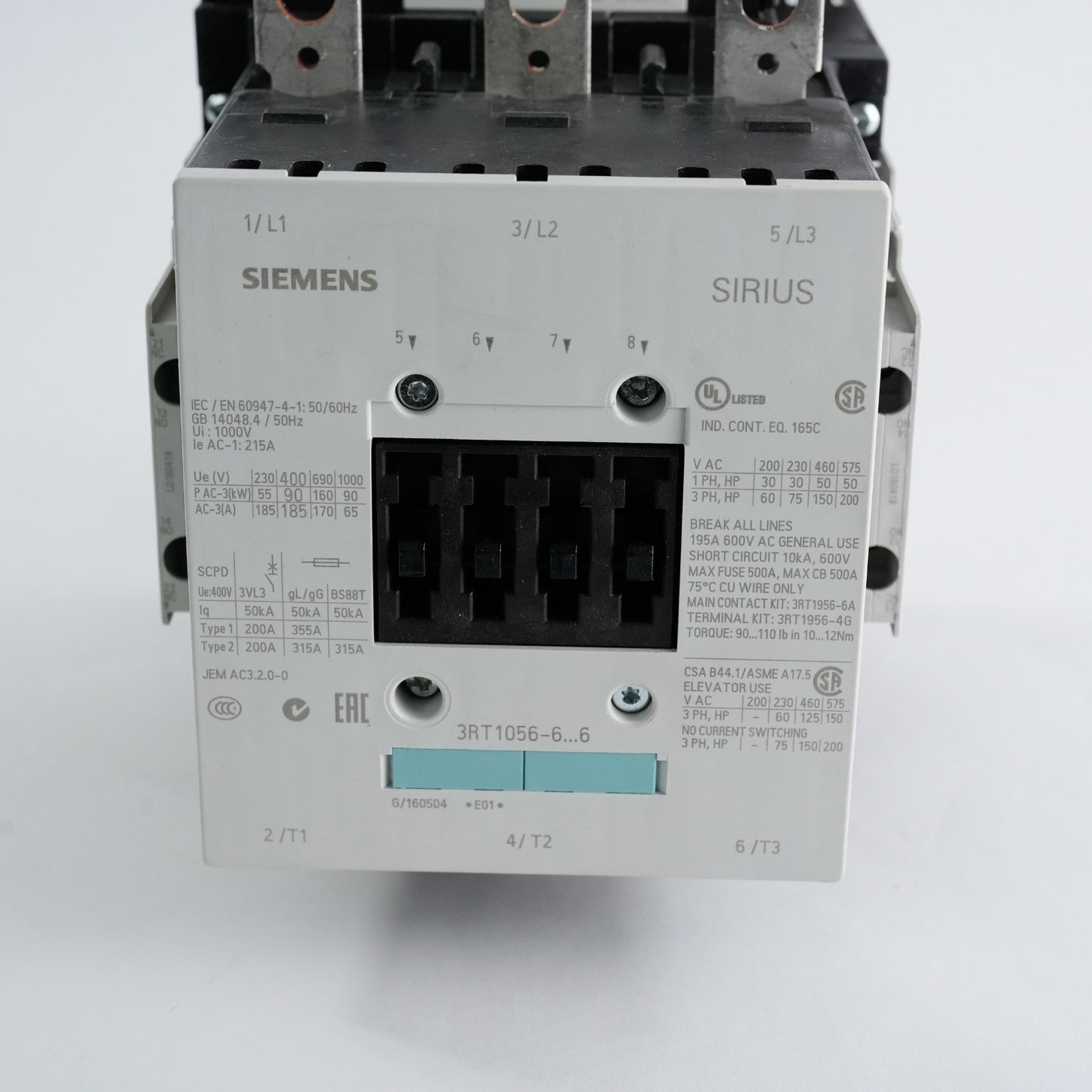 Siemens 3RT1056-6 SIRIUS Contactor 480 VAC Coil 3RT1 056-6NF36 3RT1056-6NF36