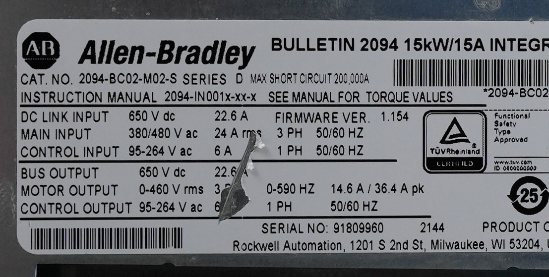 Allen Bradley 2094-BC02-M02-S /D Integrated Axis Module 2094BC02M02S