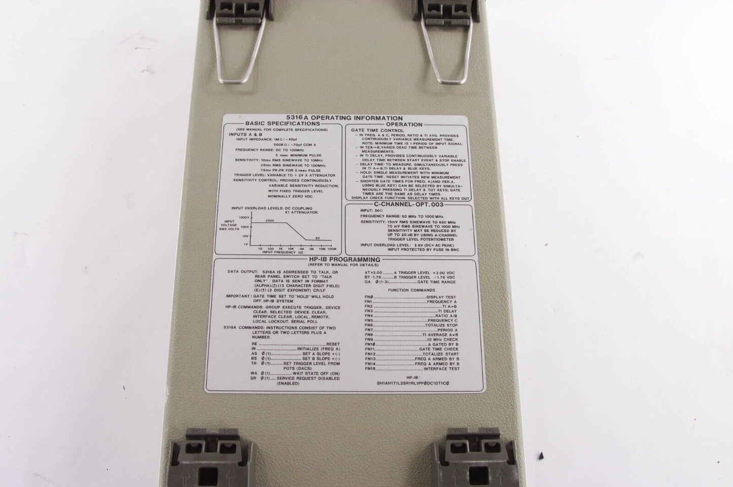 Hewlett Packard HP 5316A Universal Counter Frequency Unit with Options 003 & 004