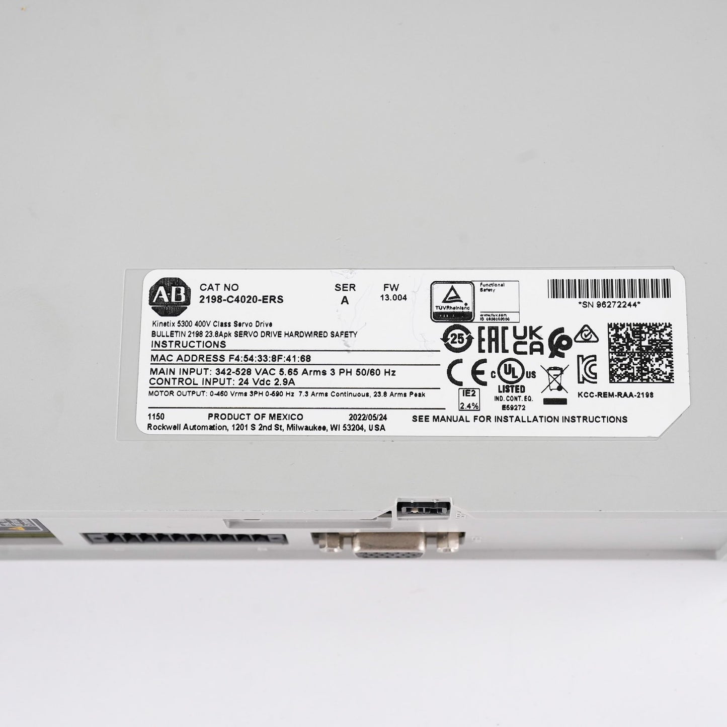 Allen Bradley 2198-C4020-ERS /A Kinetix 5300 Servo Drive 400V 2198C4020ERS