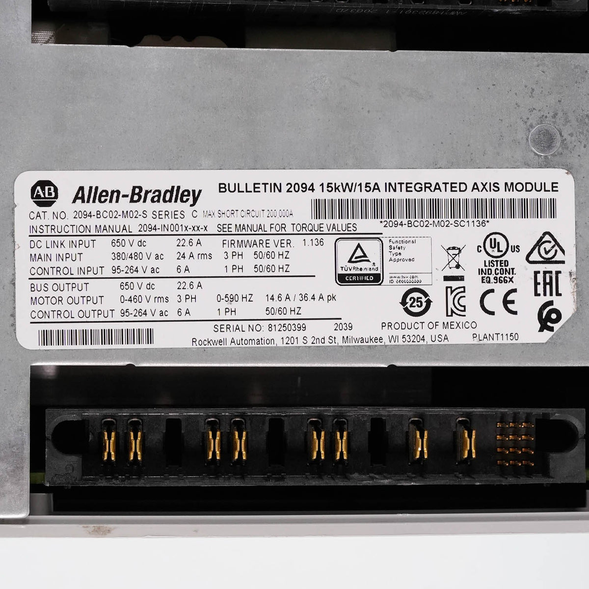 Allen Bradley 2094-BC02-M02-S Kinetix 6000 Axis Module Series C - Refurbished